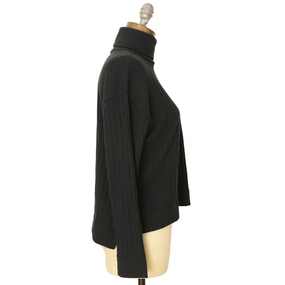 MADEWELL Relaxed Turtleneck Tee XS Ribbed Knit Long Sleeve Black NWT B84 - Picture 3 of 6